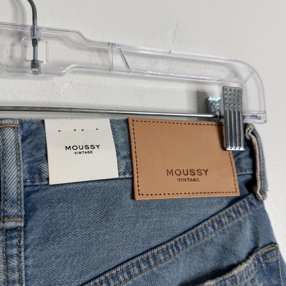 NWT Moussy Vintage Harbeson Denim Long Short Blue Size 24 High Rise Cut Offs - Picture 6 of 8
